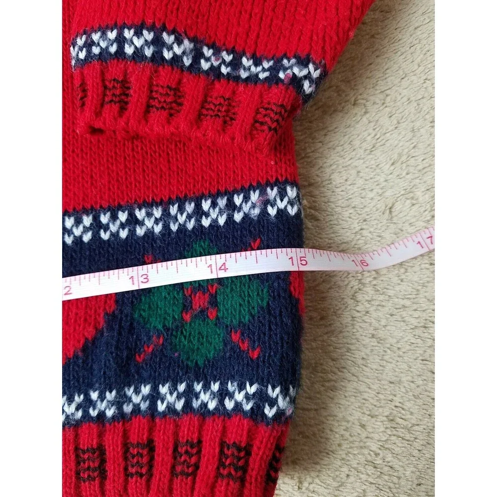 Basic Editions Girl's Large Dalmatian Puppy Knit Christmas Sweater Vintage 90s - Picture 3 of 8